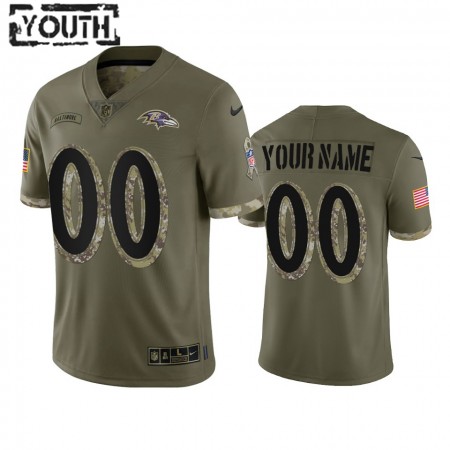 Kinder Baltimore Ravens Trikot Personalisiert 2022 Salute To Service Olive